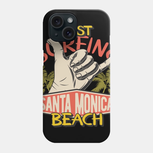 Best Surfing Santa Monica Beach Gift Tshirt Phone Case by gdimido