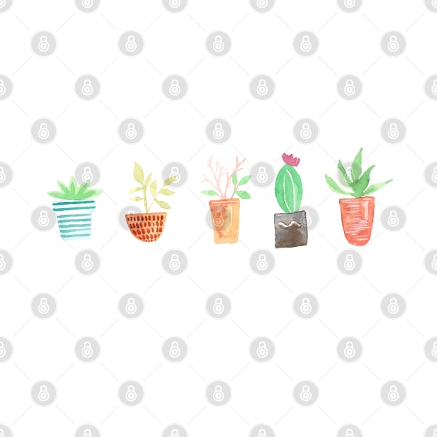 Watercolor Potted Plants by Harpleydesign