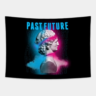 Janus Mythology Vaporwave Blue and Magenta Tapestry