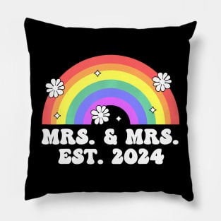 Just Married Engaged Lgbt Lesbian Wedding Mrs  Mrs Est 2024 Pillow