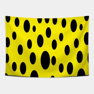 Trendy Black and Yellow Polka Dots Seamless Pattern Tapestry