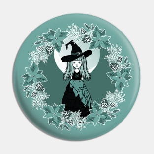 Winter Solstice Witch Yule Cheeky Witch® Pin