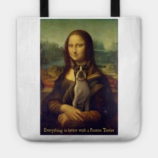 Mona Lisa with Boston Terrier Tote