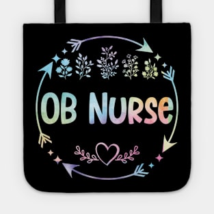 OB Nurse cute floral watercolor Tote