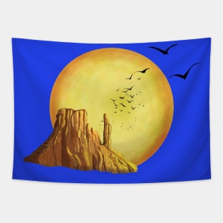 Orange Arizona Desert Sunset Tapestry