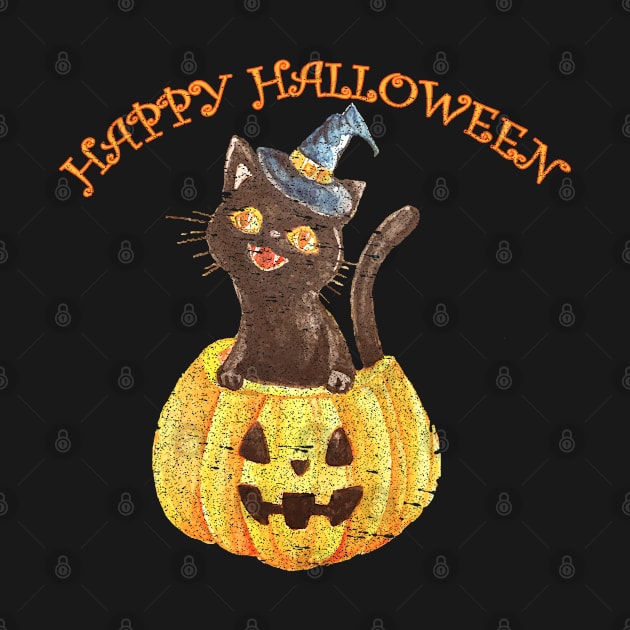 Happy Halloween cute black cat by Get Yours