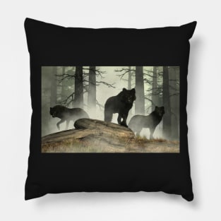 Black Wolves Pillow