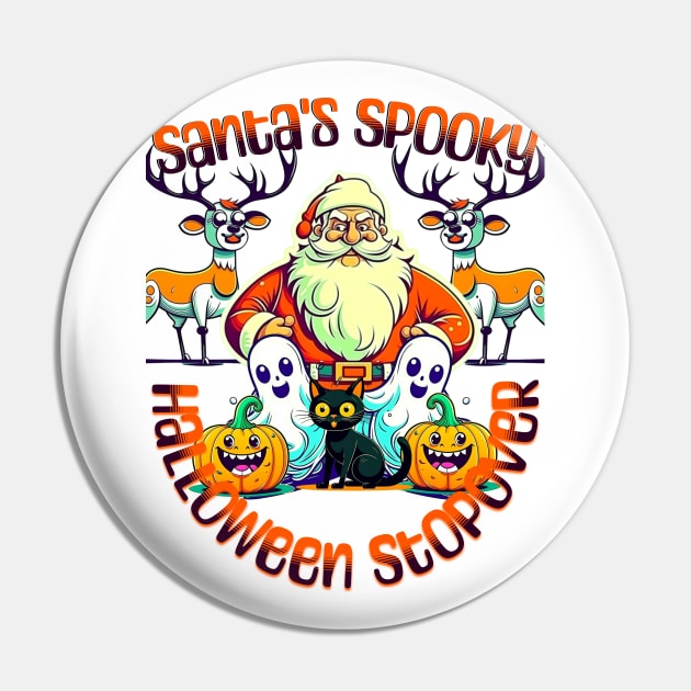 Santa's Spooky Halloween Stopover Pin by Art from the Machine