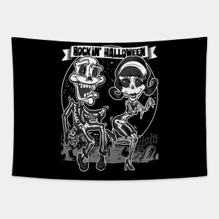 Rockin' Halloween with Skeletons Tapestry