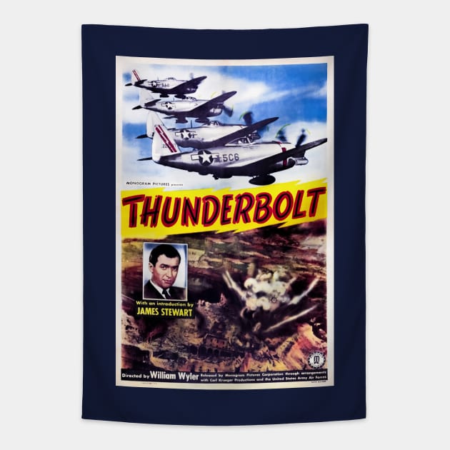 Restored vintage movie poster "Thunderbolt" w/ James "Jimmy" Stewart Tapestry by vintageposterco