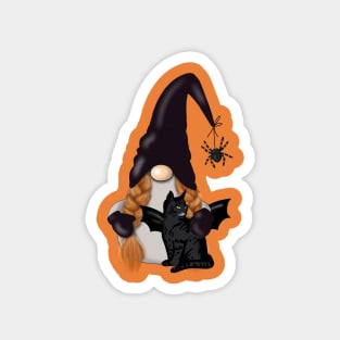 Halloween - Gnome  , Black Cat  and Spider Magnet