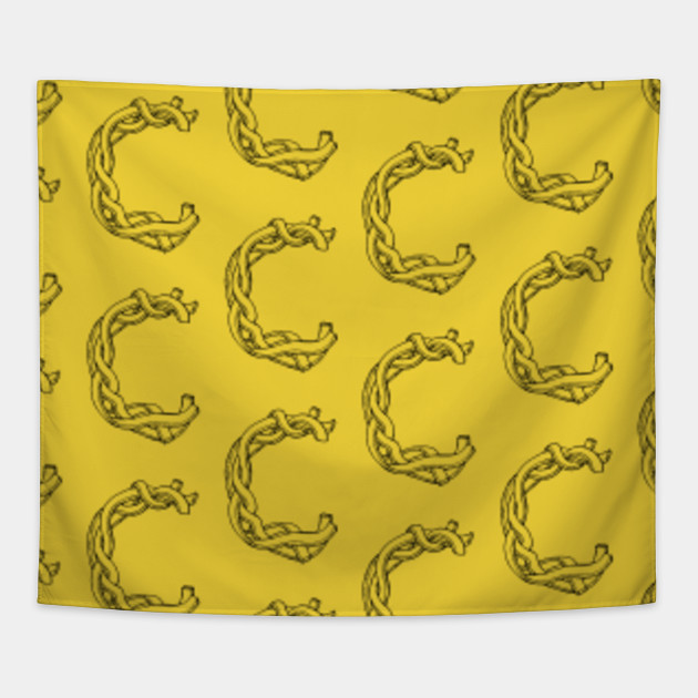 Letter C Black On Yellow Complicated Tapestry Teepublic