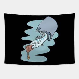 Plastic Bag Eating Fish - Fight Plastic Pollution Climate Change Tapestry