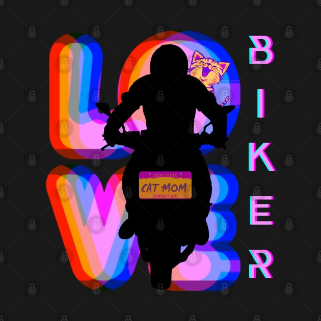 BIKER AND BEST RAINBOW CAT MOM MOTORCYCLE RIDER by DAZu