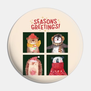 Seasons Greetings Tis The Season To Be Jolly Cute Christmas animals Pin