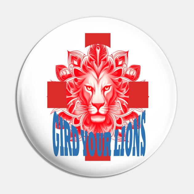 Gird Your Lions Fun Text English Idiom Red Color Pin by taiche