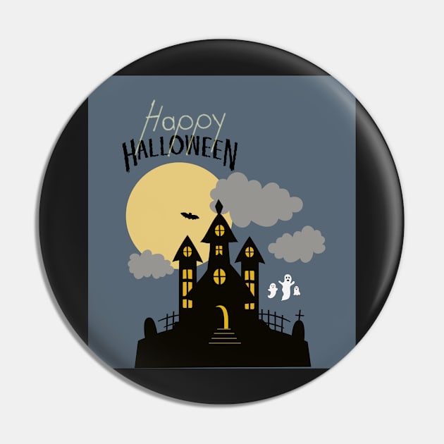 Classic Happy Halloween Scene Pin by Holisticfox