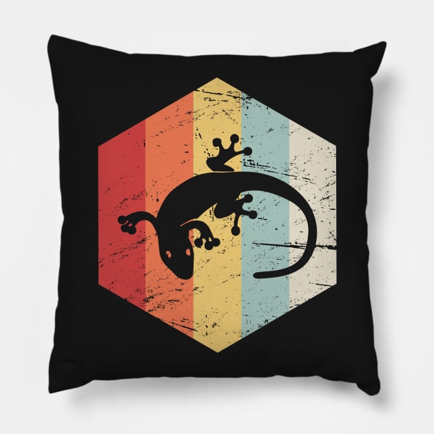 Vintage Retro Reptile Gecko Pillow by MeatMan