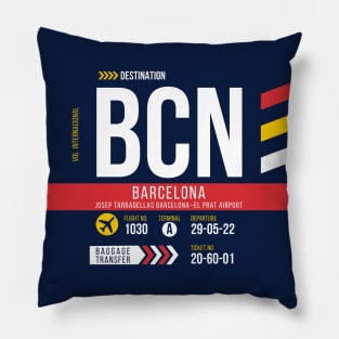 Vintage Barcelona BCN Airport Code Travel Day Retro Air Travel Pillow