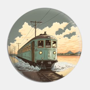 Retro Anime Style Old Japanese Train Pin