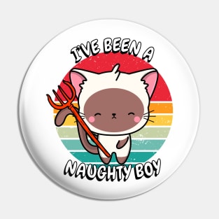 Cute white Cat is a naughty boy Pin