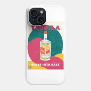 Tequila Retro Poster Shots with Salt Bar Prints, Vintage Drinks, Recipe, Wall Art Phone Case