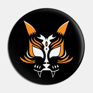 Dark Kitsune Face - Orange Pin