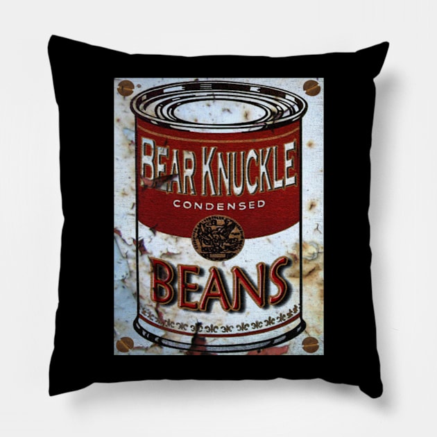 Bear Knuckle Comedy Beans Pillow by tomomahony