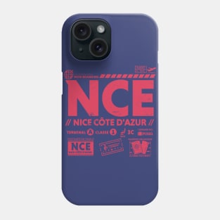 Vintage Nice Cote d'Azur NCE Airport Code Travel Day Retro Travel Tag France Phone Case