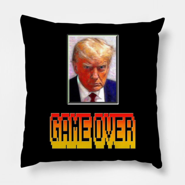 Trump Game Over Mugshot Pillow by Ladybird Etch Co.