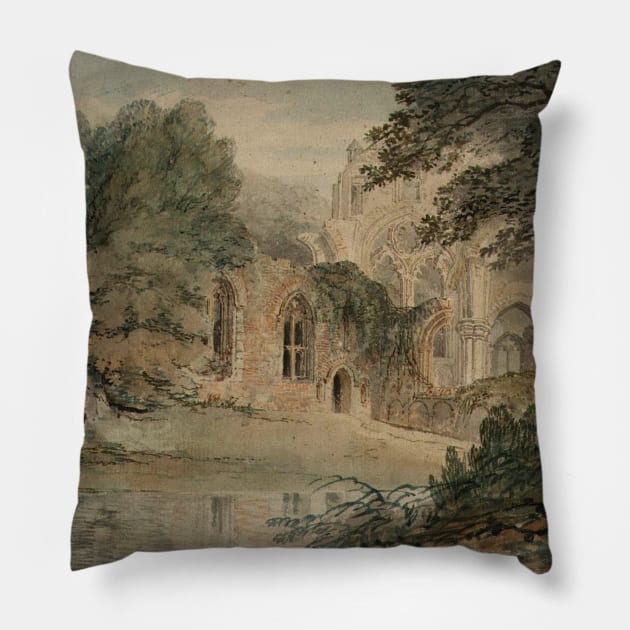 A Ruined Abbey by a Pond, 1795-97 Pillow by Art_Attack