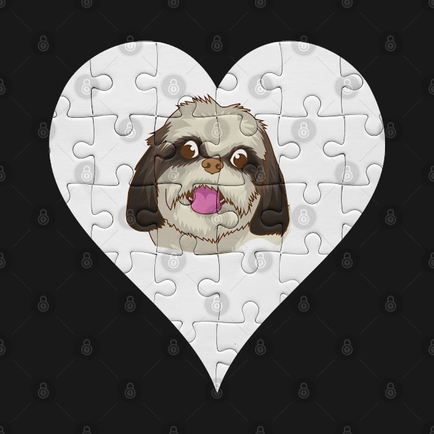 Shih Tzu Heart Jigsaw Pieces Design - Gift for Shih Tzu Lovers by HarrietsDogGifts