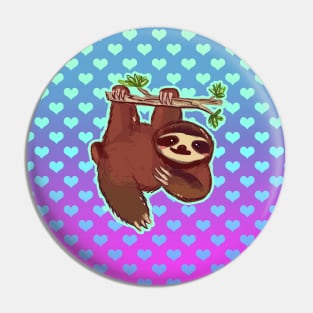 Tree Sloth Ombre Heart Pattern Pin