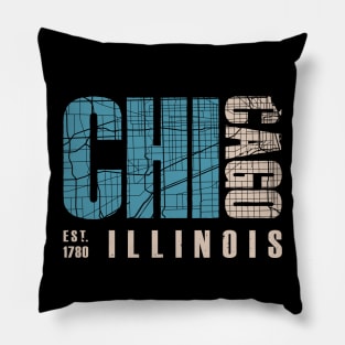 Chicago illinoise city map typography-EST 1780 Pillow