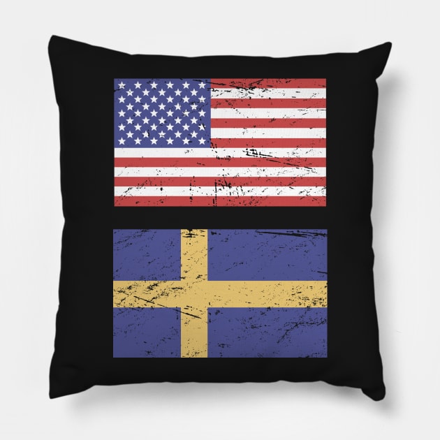 United States Flag & Sweden Flag Pillow by MeatMan