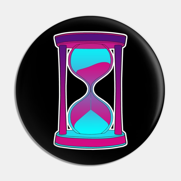 Vaporwave Hourglass Sticker Style Design Pin by aaallsmiles