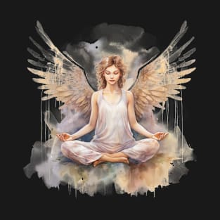 Heavenly Serenity in Angel Yoga T-Shirt
