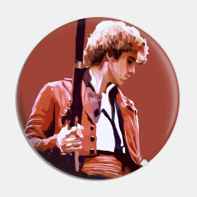 Painting of Enjolras standing with a gun Pin by byebyesally