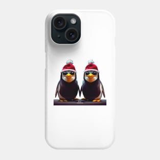 Couple of cute Christmas penguins Phone Case