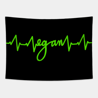 Vegan Heartbeat - Fluorescent Green Tapestry