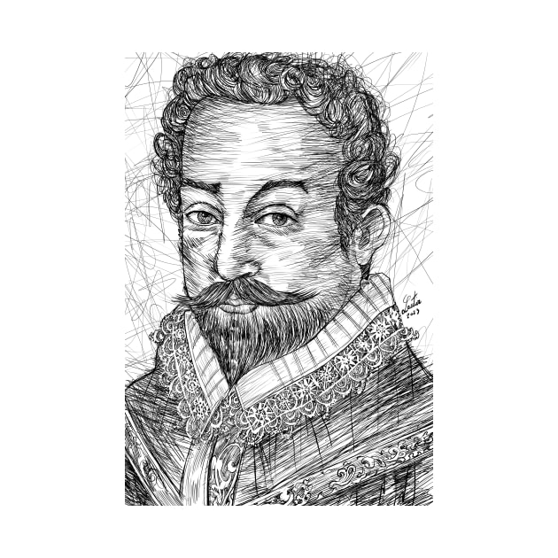 FRANCIS DRAKE ink portrait by lautir