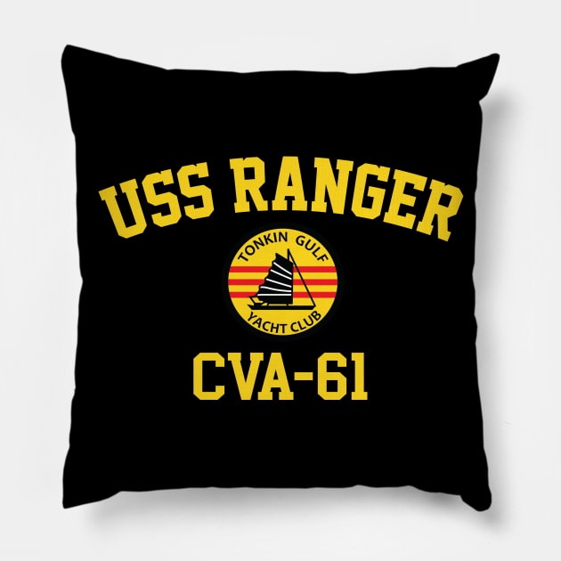 USS Ranger CVA-61 Tonkin Gulf Yacht Club Pillow by Tonkin Gulf Yacht Club