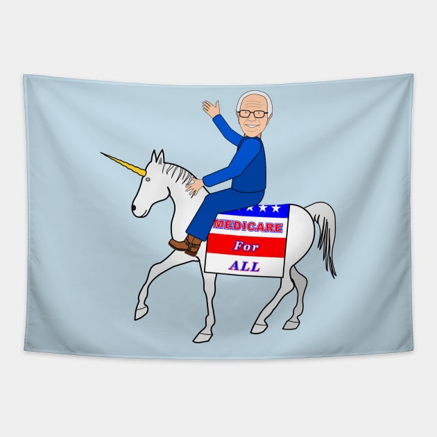 Bernie Medicare For All Unicorn Tapestry by NiftyGaloot