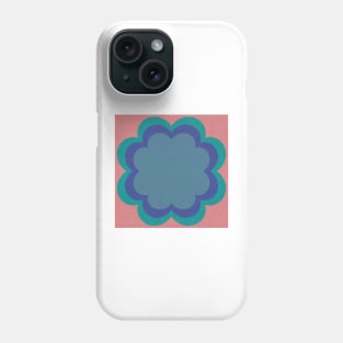 Pink, blue Linen textured scandi flower Phone Case