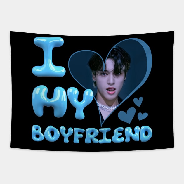 Kpop ATEEZ Wooyoung I Love My Boyfriend Tapestry by StarBunnyDesigns