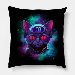 galaxy cat pilot space kitten Pillow