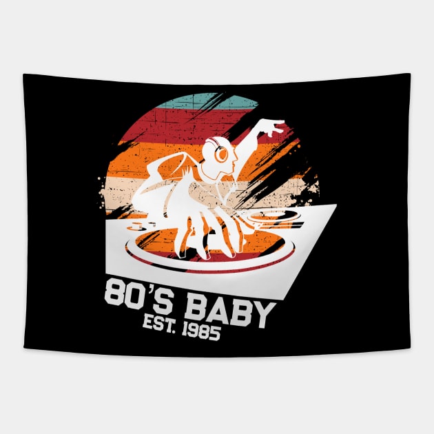 80's Baby Retro Music DJ Gift Tapestry by TheAparrelPub