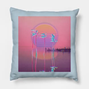 Retrowave sunset aesthetic Pillow