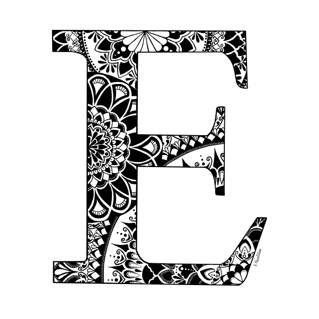 Mandala Letter E by Shaseldine