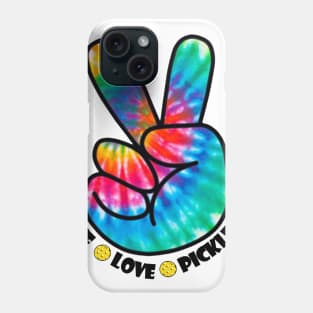 Peace Love Pickleball Groovy Tie Dye Phone Case